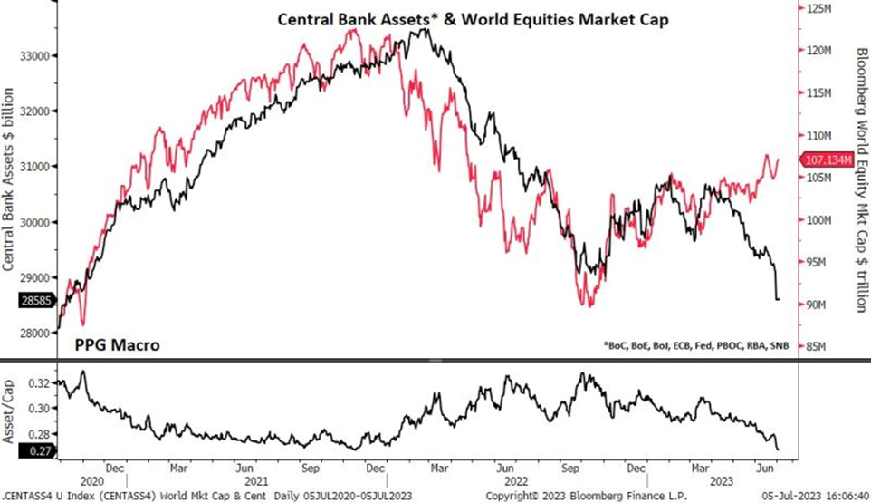 Central bank assets equity market